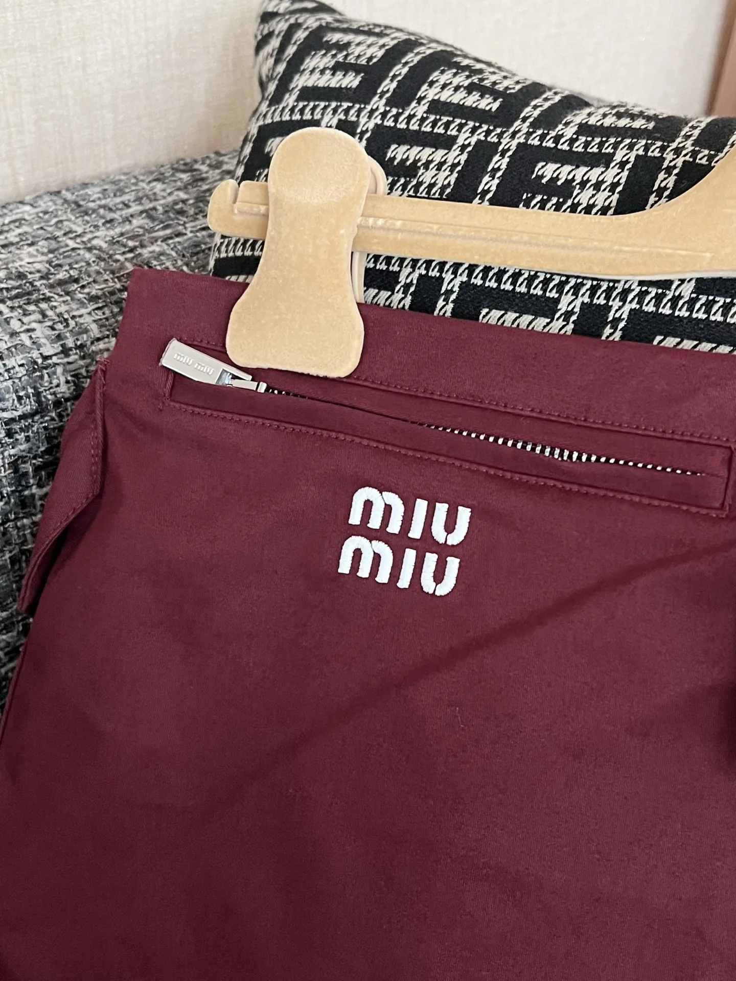 Miu Miu Technical Poplin Cargo Mini Skirt Bordeaux - Image 7