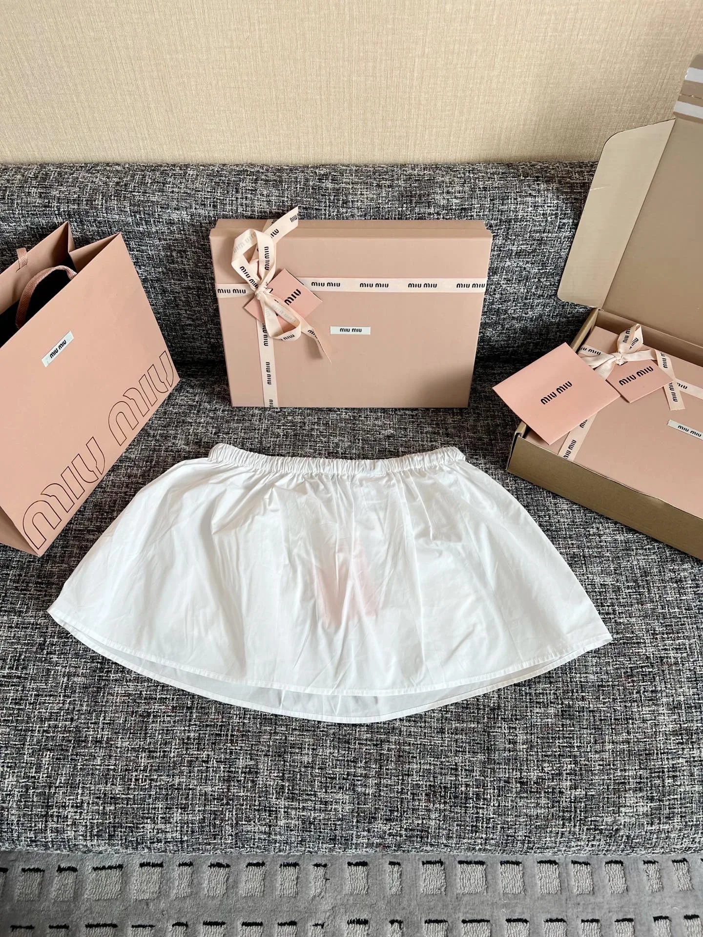 Miu Miu Technical Poplin Utility Mini Skirt White - Image 3