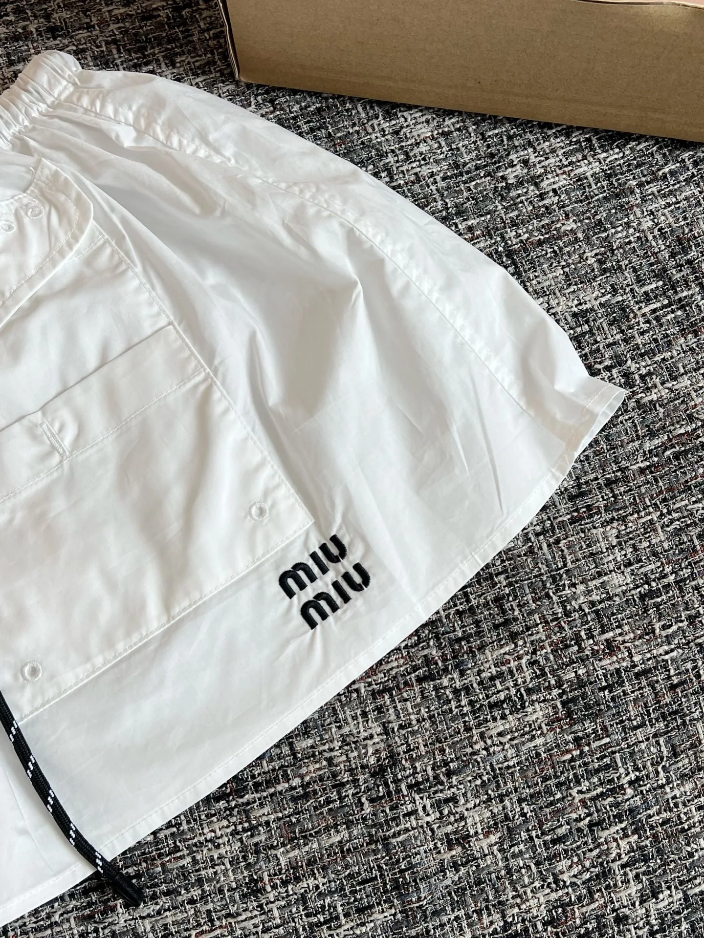 Miu Miu Technical Poplin Utility Mini Skirt White - Image 9