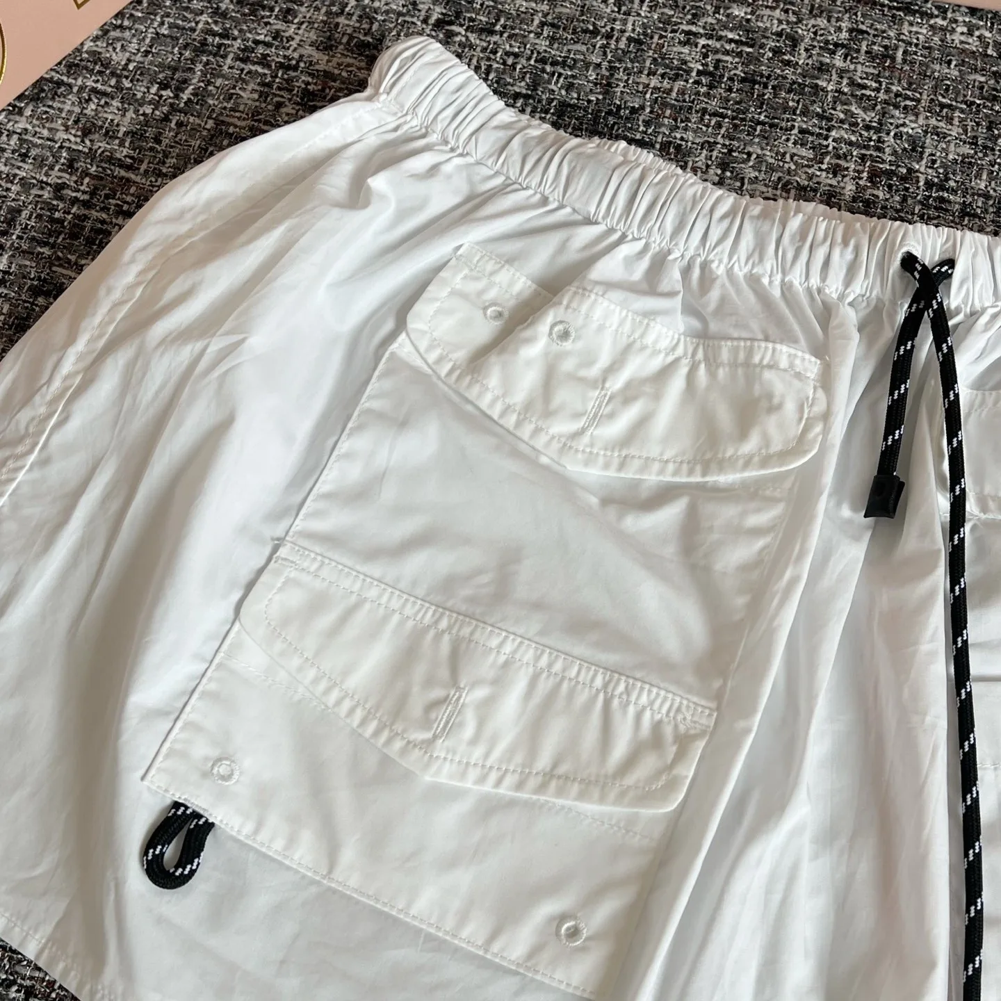 Miu Miu Technical Poplin Utility Mini Skirt White - Image 6