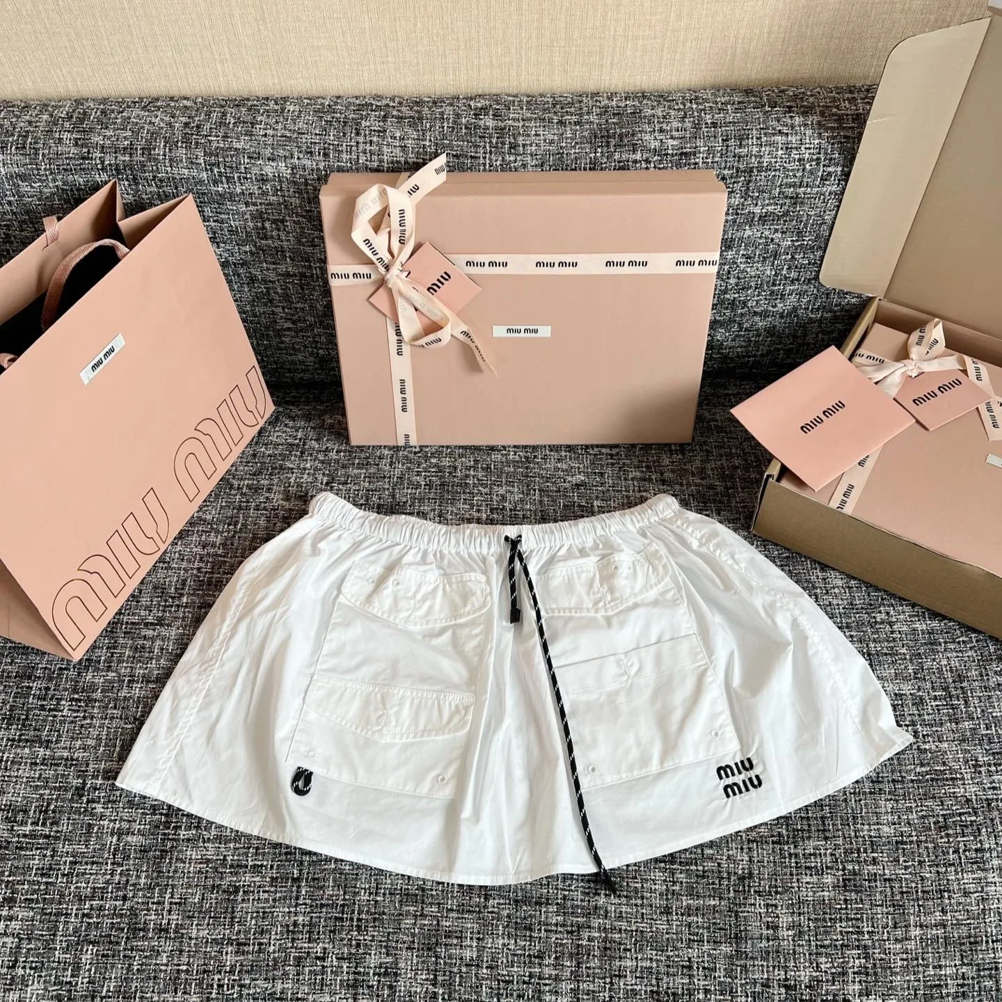 Alternative view of Miu Miu Technical Poplin Utility Mini Skirt White