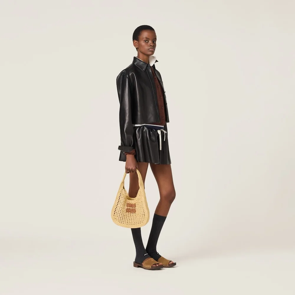 Miu Miu Raffia-Effect Woven Hobo Bag Beige / - 5BC164_ADO1_F0A5T_V_OOO - Image 2