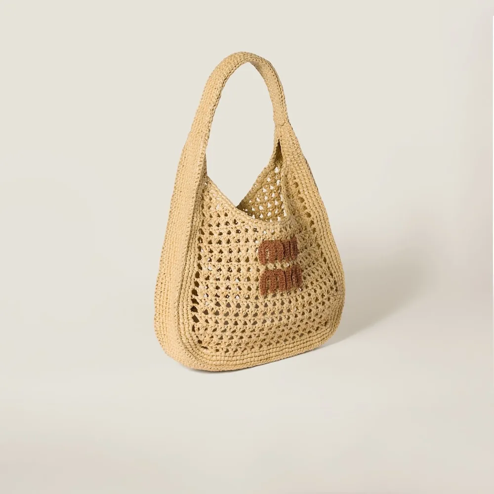 Miu Miu Raffia-Effect Woven Hobo Bag Beige / - 5BC164_ADO1_F0A5T_V_OOO - Image 3