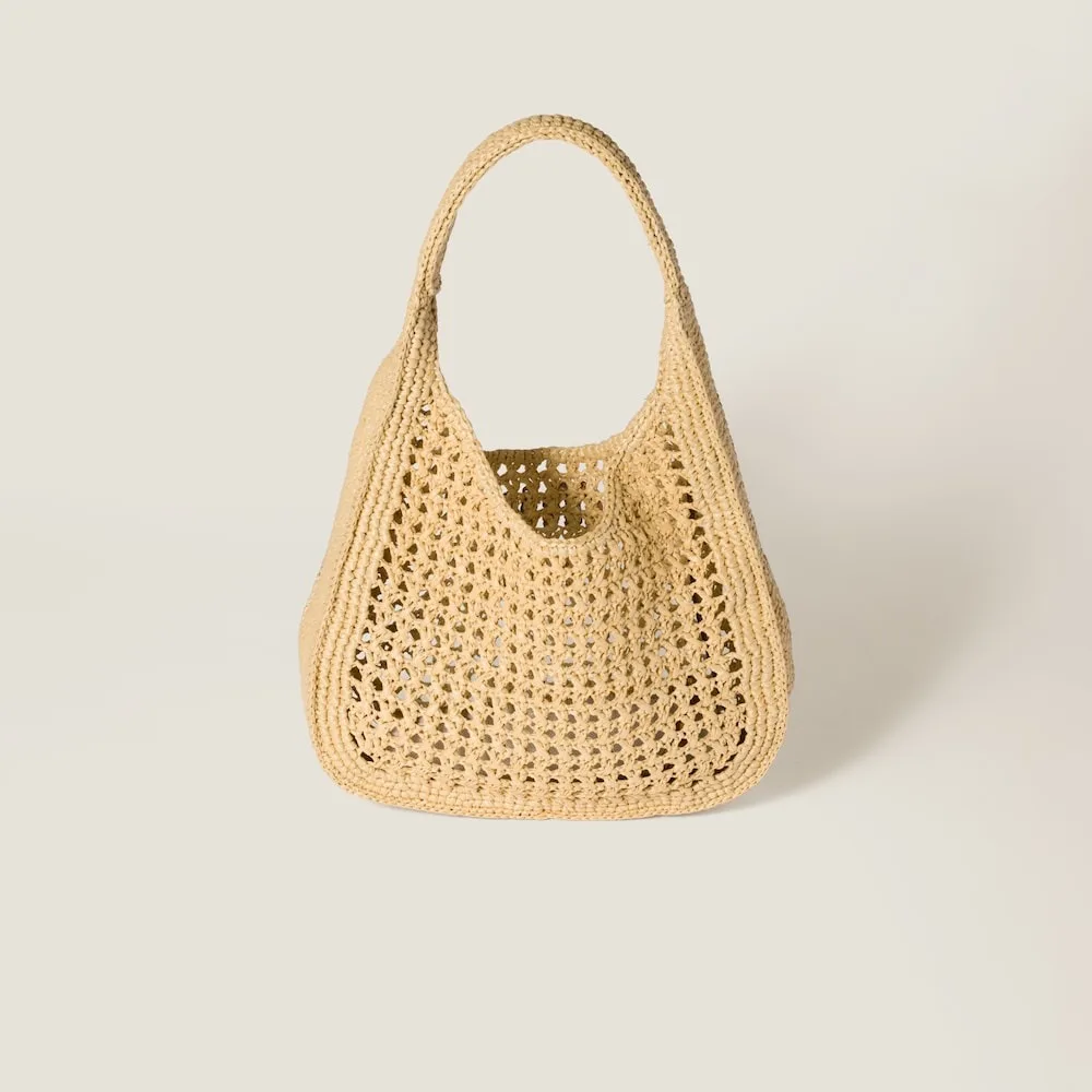 Miu Miu Raffia-Effect Woven Hobo Bag Beige / - 5BC164_ADO1_F0A5T_V_OOO - Image 4