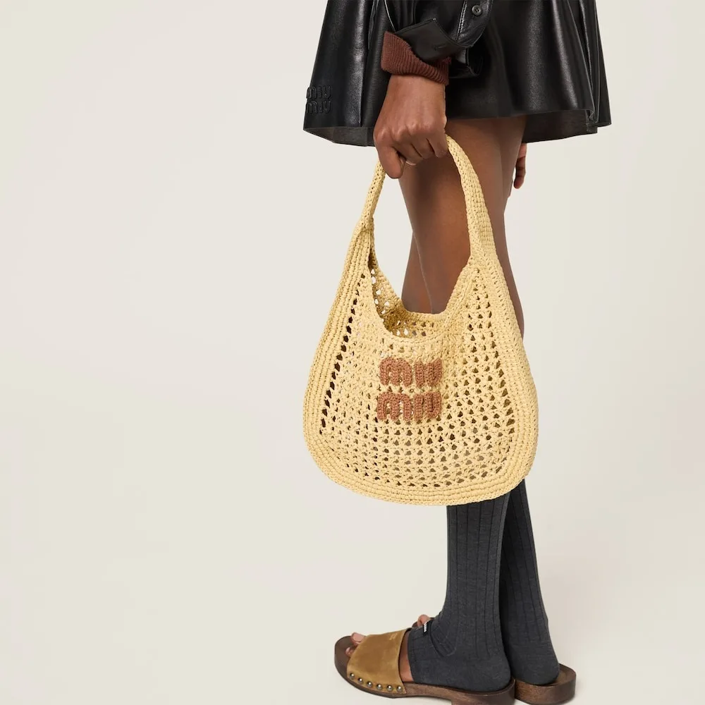 Miu Miu Raffia-Effect Woven Hobo Bag Beige / - 5BC164_ADO1_F0A5T_V_OOO - Image 8