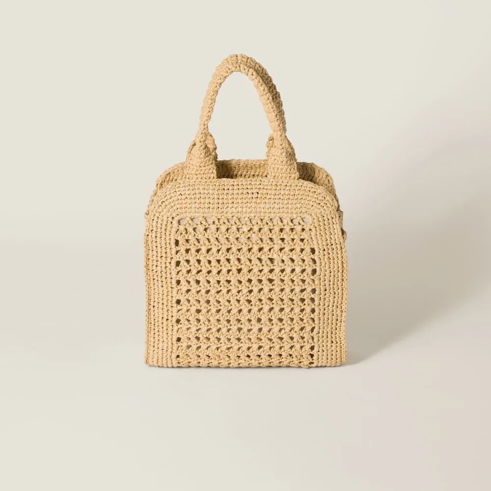 Miu Miu Raffia-Effect Woven Tote Bag Beige / - 5BA283_ADO1_F0A5T_V_OOO - Image 3