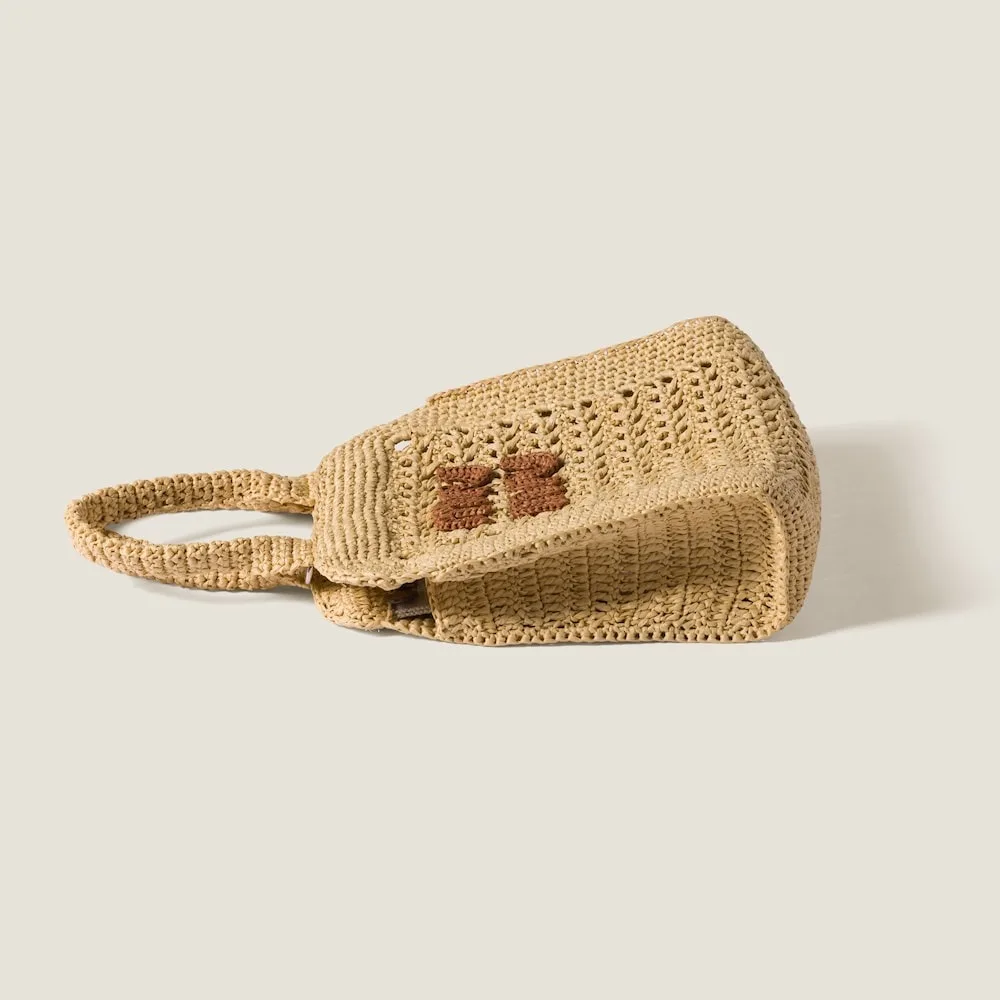 Miu Miu Raffia-Effect Woven Tote Bag Beige / - 5BA283_ADO1_F0A5T_V_OOO - Image 5