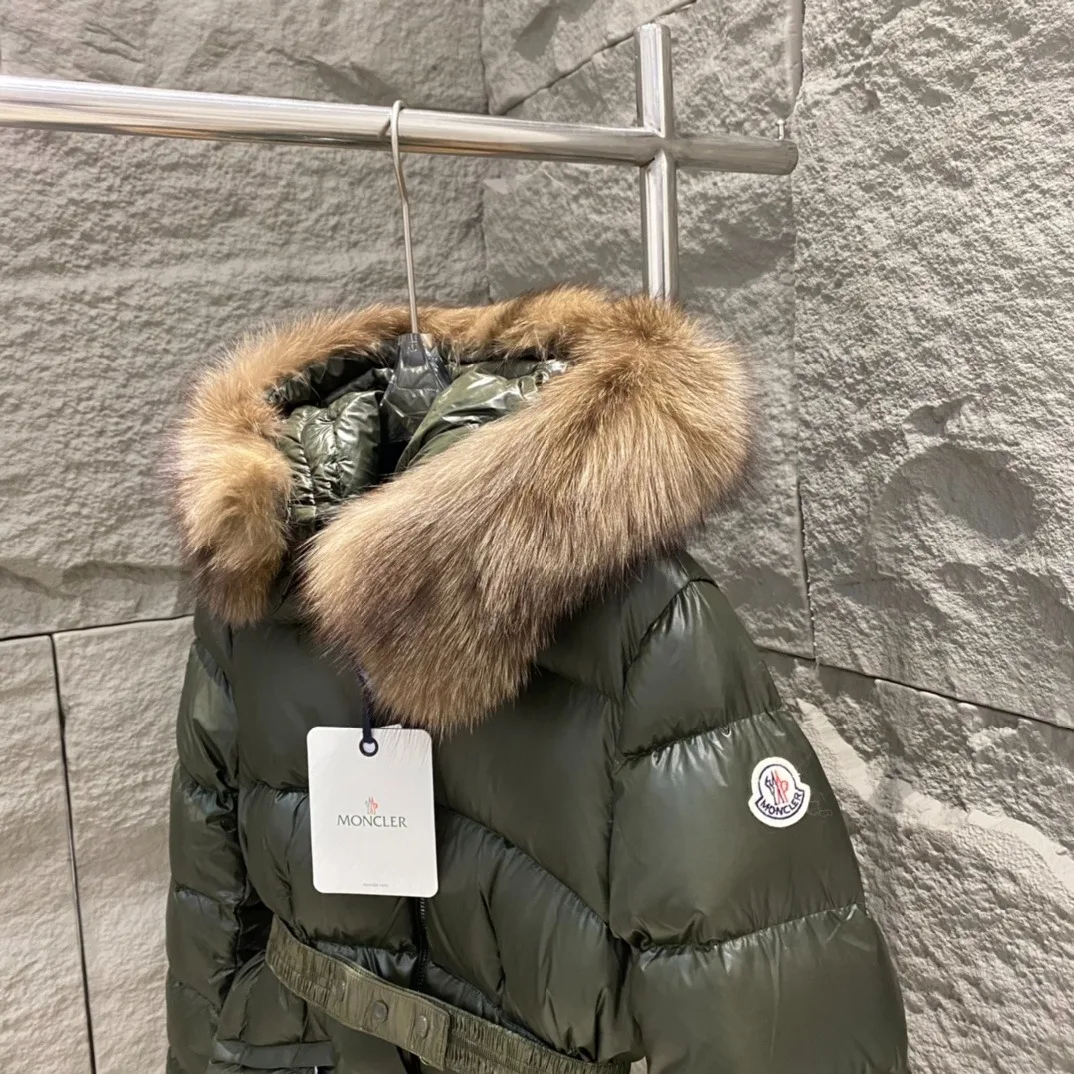 Moncler Boed Hooded Shearling-Trimmed Short Down Jacket Dark Green - Image 5