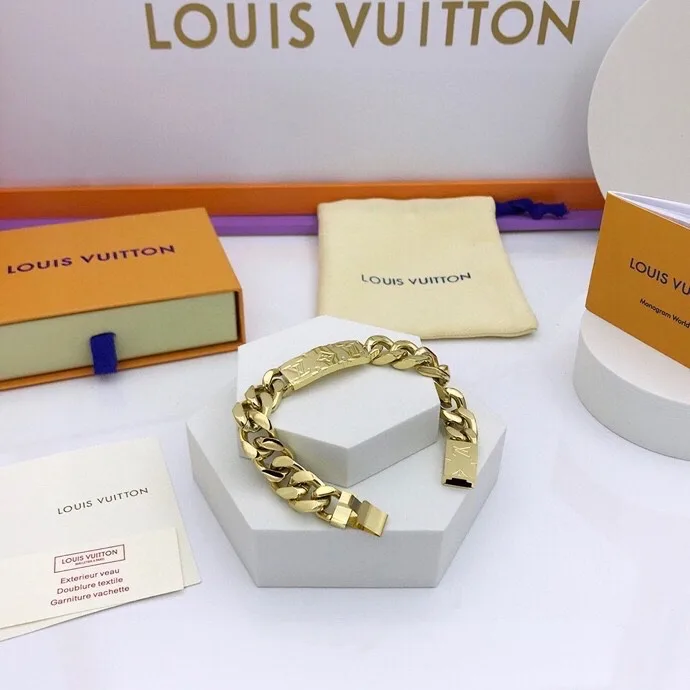 Louis Vuitton Monogram Chain Bracelet Gold Tone - Image 9