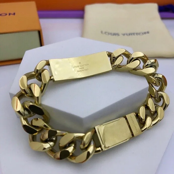 Louis Vuitton Monogram Chain Bracelet Gold Tone - Image 7