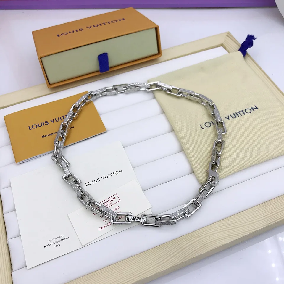 Alternative view of Louis Vuitton Monogram Chain Necklace Silver Tone