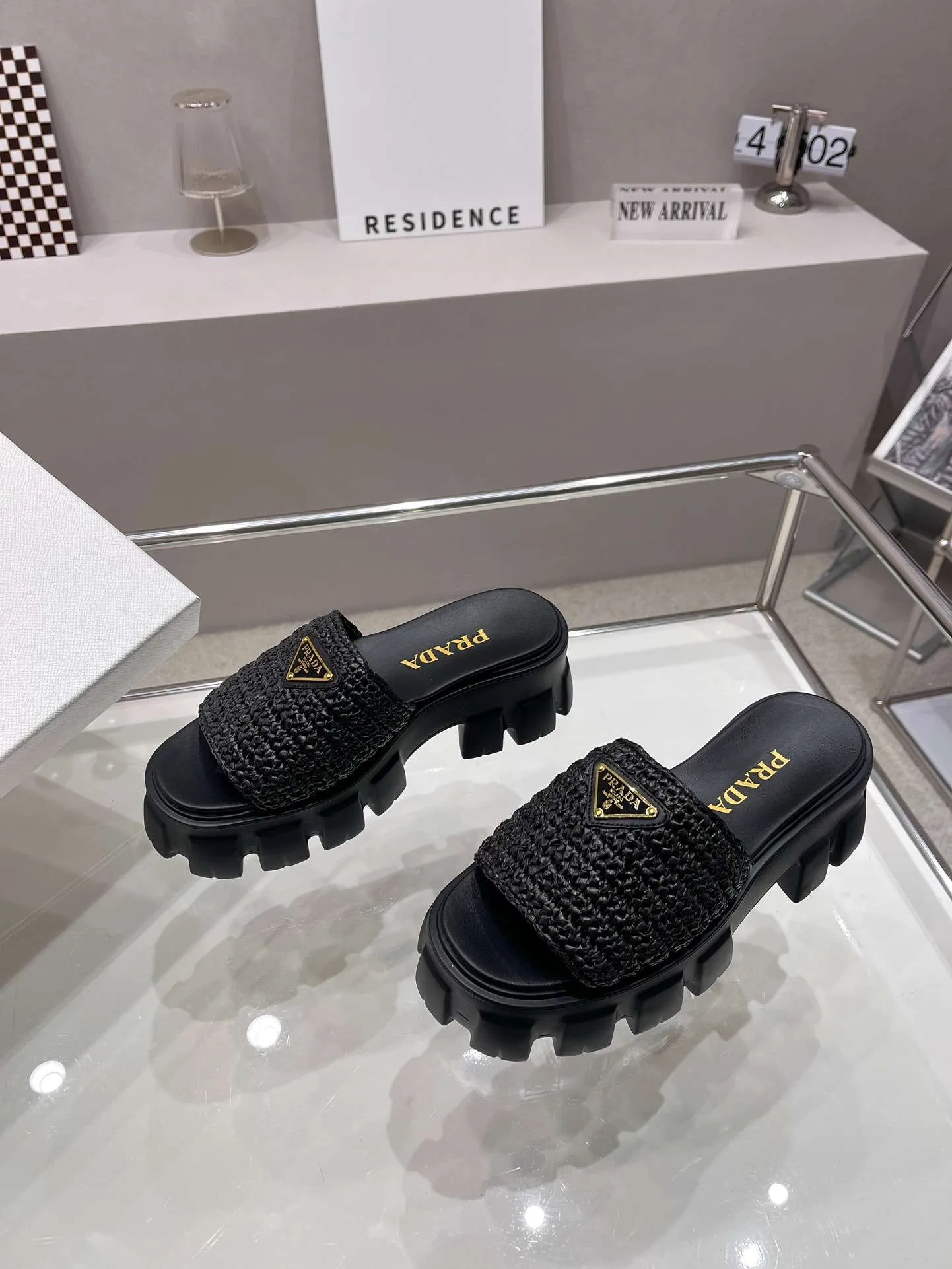 Prada Monolith Crochet Cage Slippers Black - Image 9