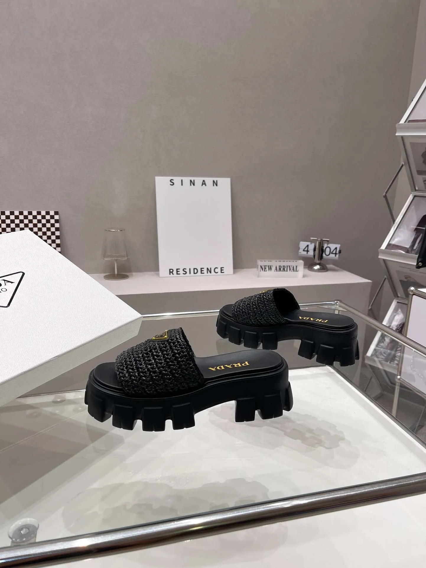Prada Monolith Crochet Cage Slippers Black - Image 8