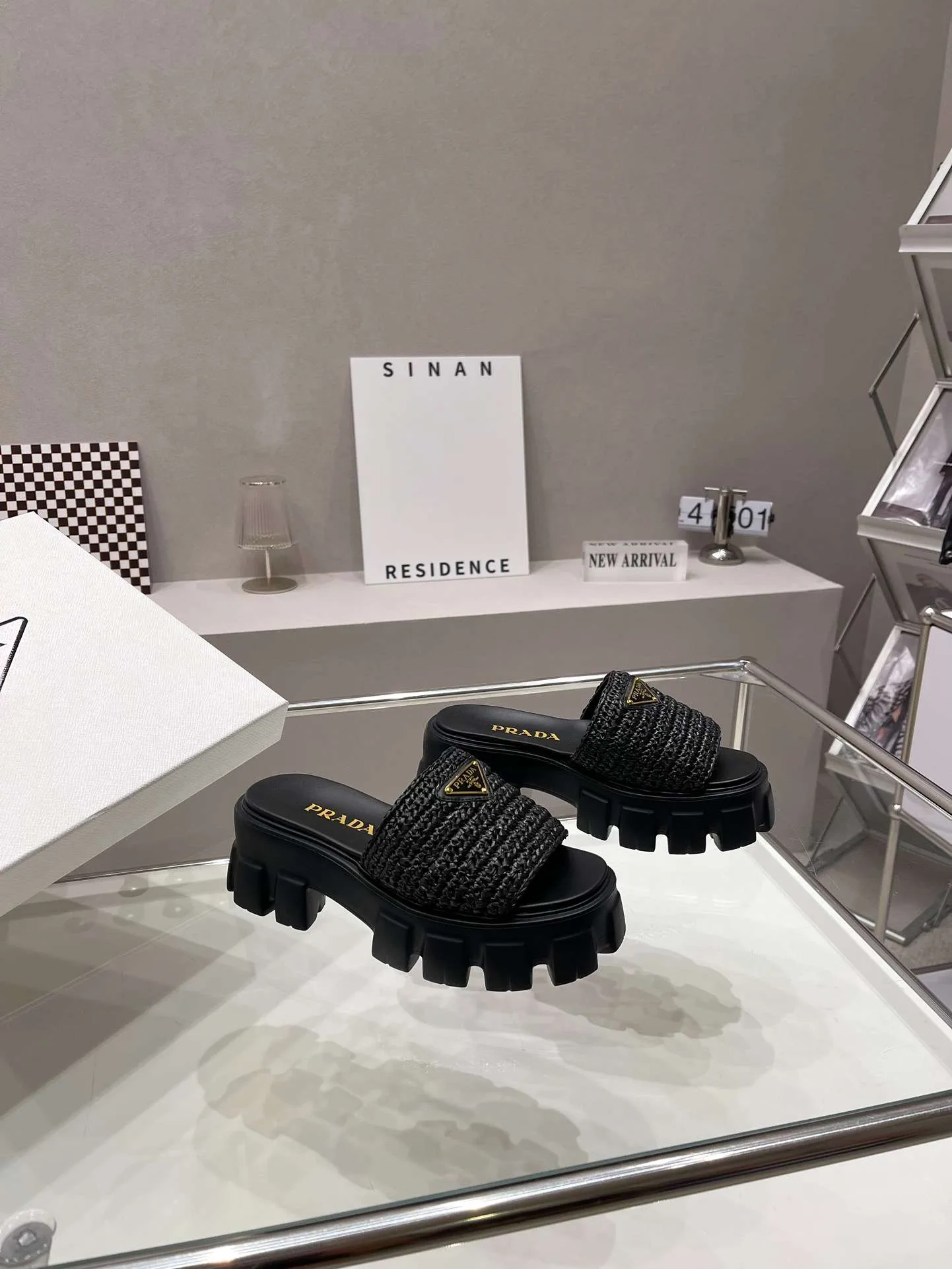 Prada Monolith Crochet Cage Slippers Black - Image 7
