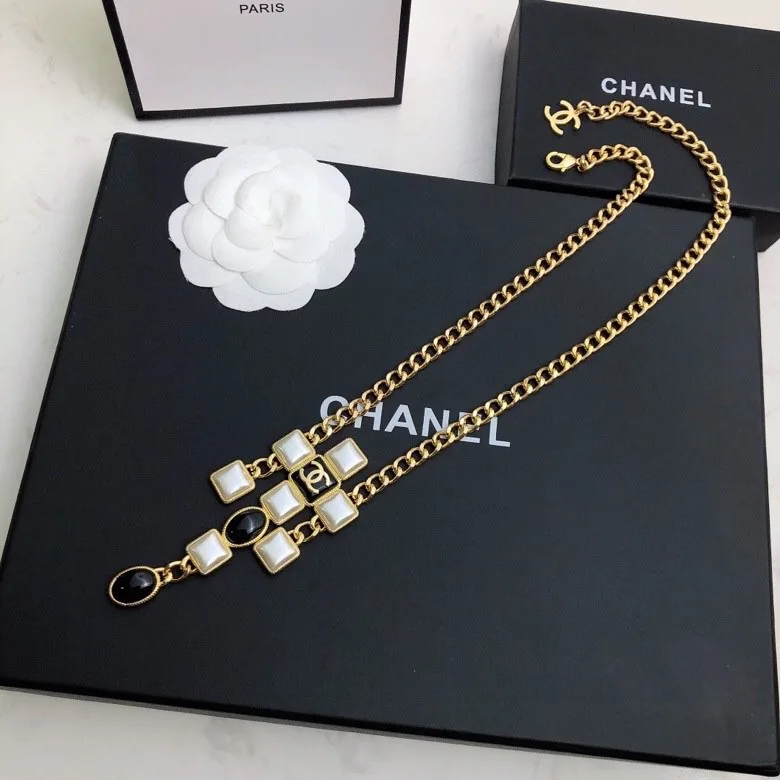 Morden Stone Necklace Gold Tone - Image 5