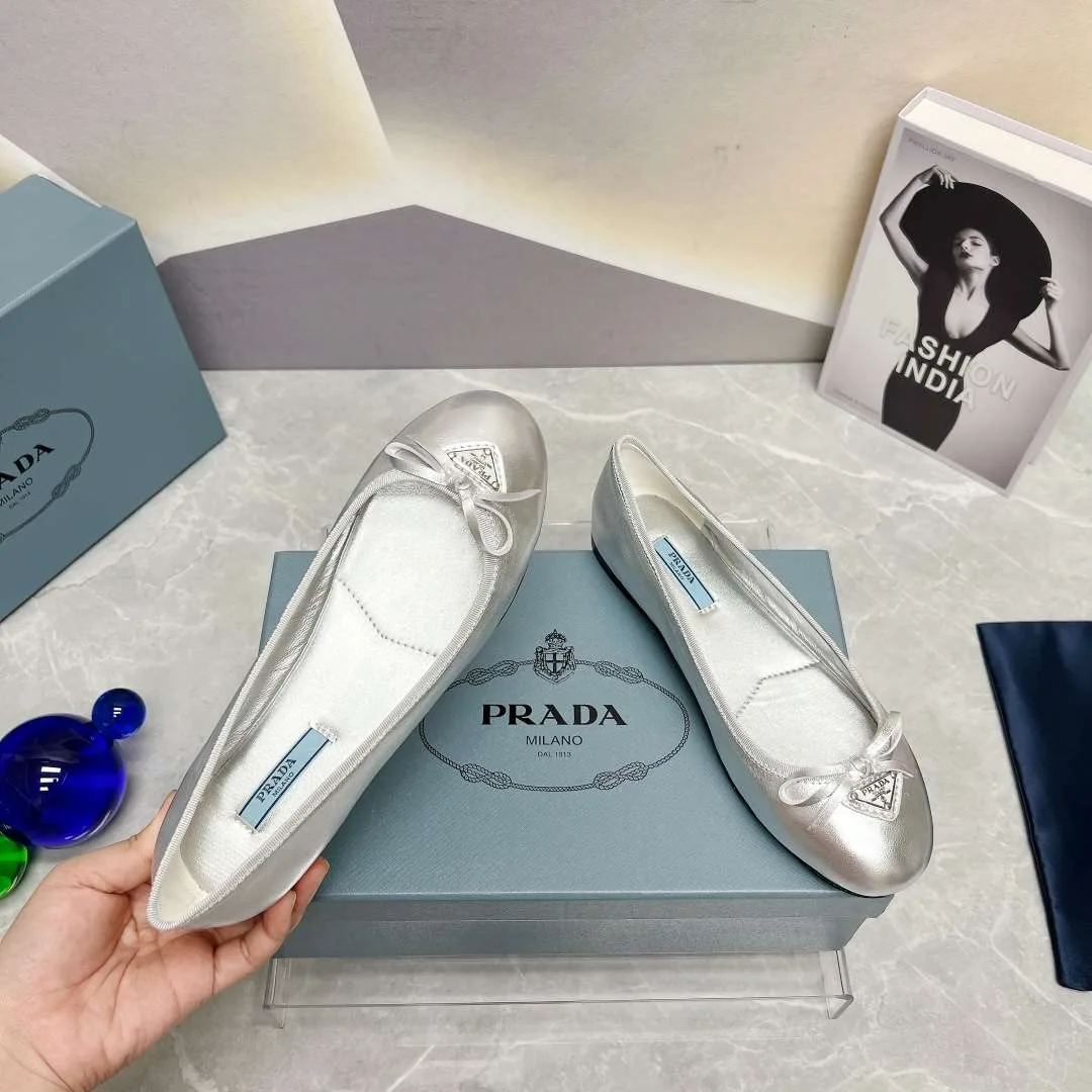 Alternative view of Prada Nappa Ballerinas Silver