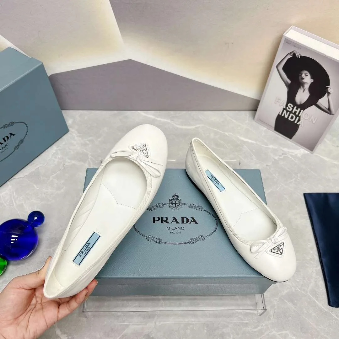 Alternative view of Prada Nappa Ballerinas White