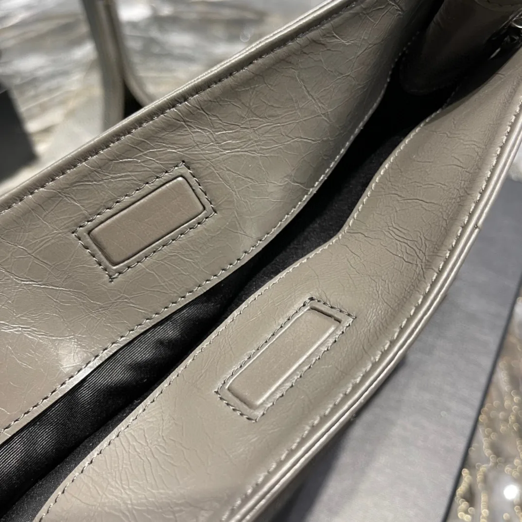 Saint Laurent Niki Shopping Medium Tote Bag / Green Khaki Silver Hardware - Image 8