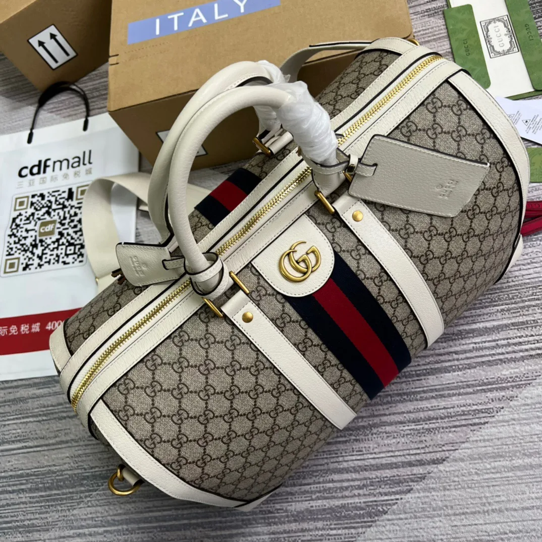 Gucci Ophidia Medium Duffle Bag / Beige Gold Hardware - Image 5