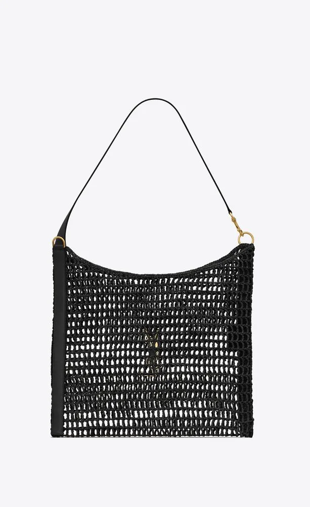 Saint Laurent Oxalis Shoulder Bag Black / Raffia Macrame Gold Hardware - Image 5