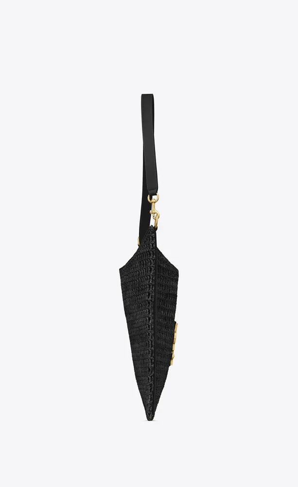 Saint Laurent Oxalis Shoulder Bag Black / Raffia Macrame Gold Hardware - Image 4