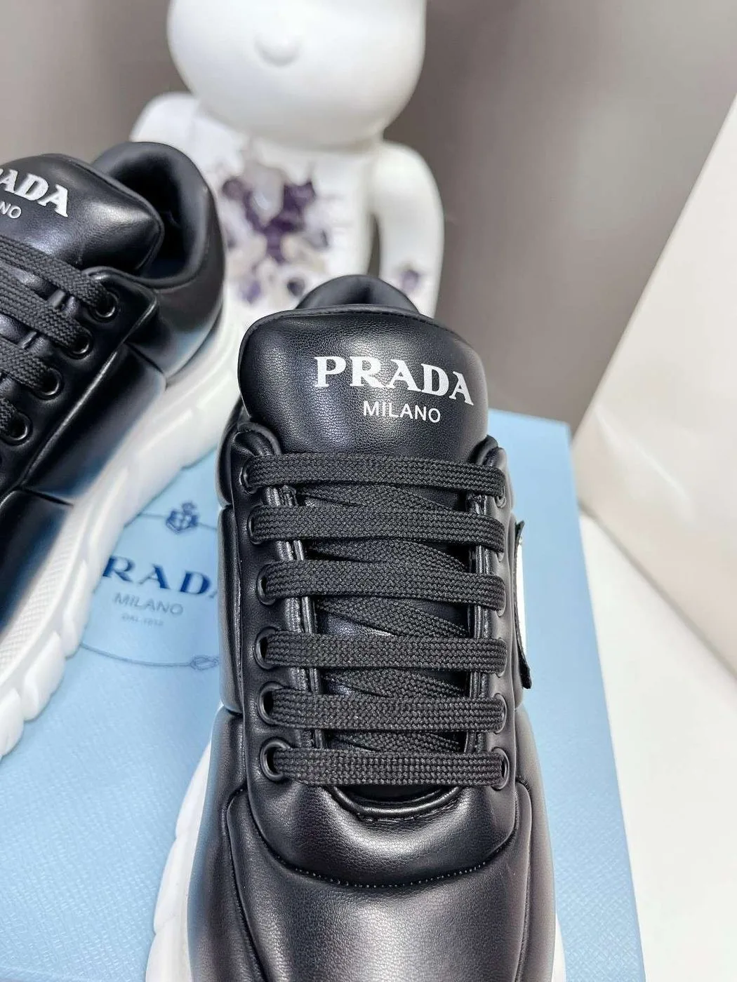 Prada Padded Nappa Sneakers Black - Image 6