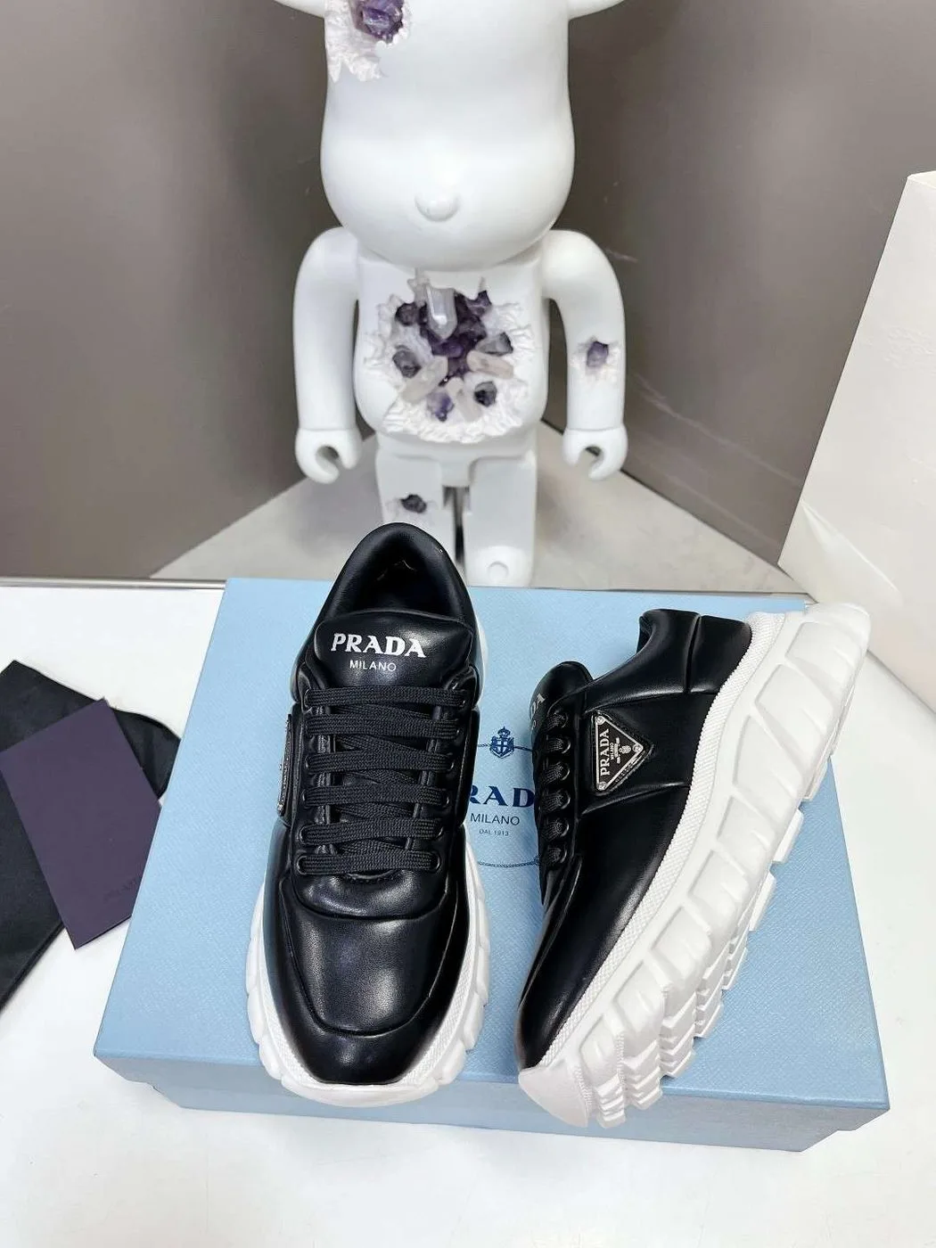 Prada Padded Nappa Sneakers Black - Image 7