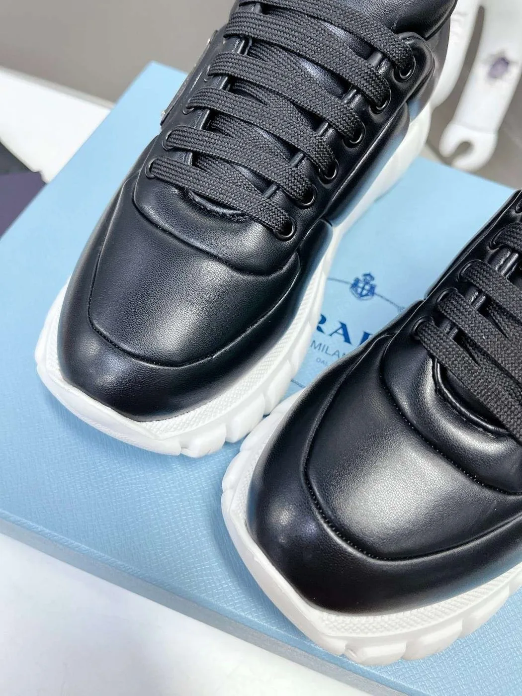 Prada Padded Nappa Sneakers Black - Image 8