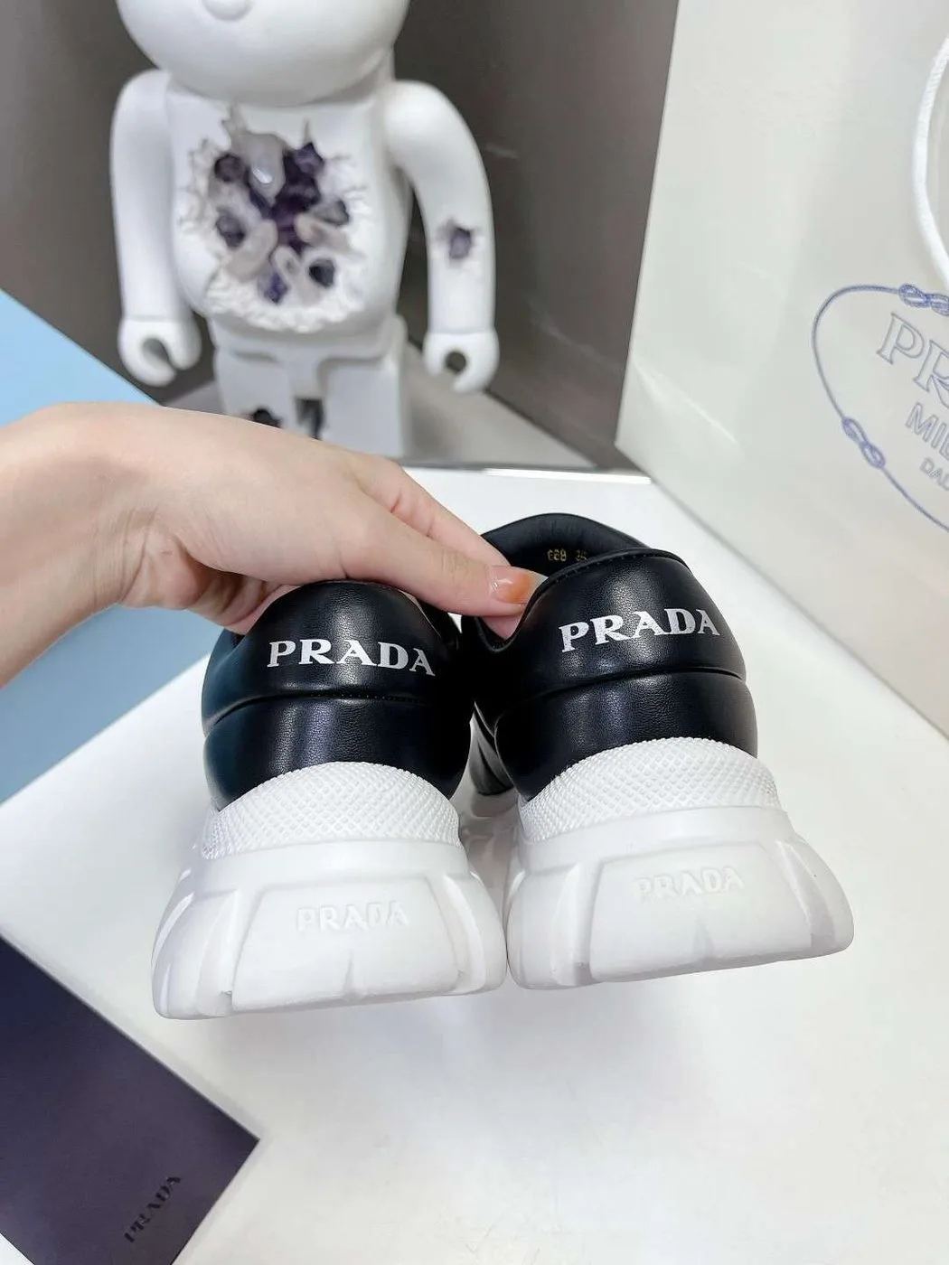 Prada Padded Nappa Sneakers Black - Image 3