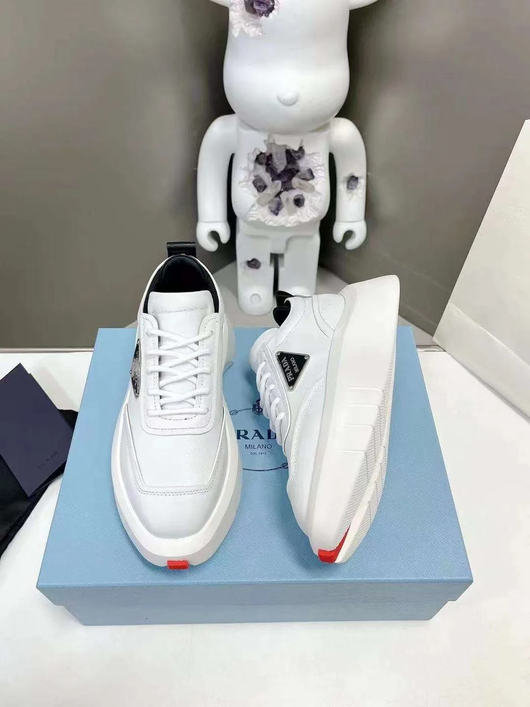 Prada Padded Sneakers White - Image 3