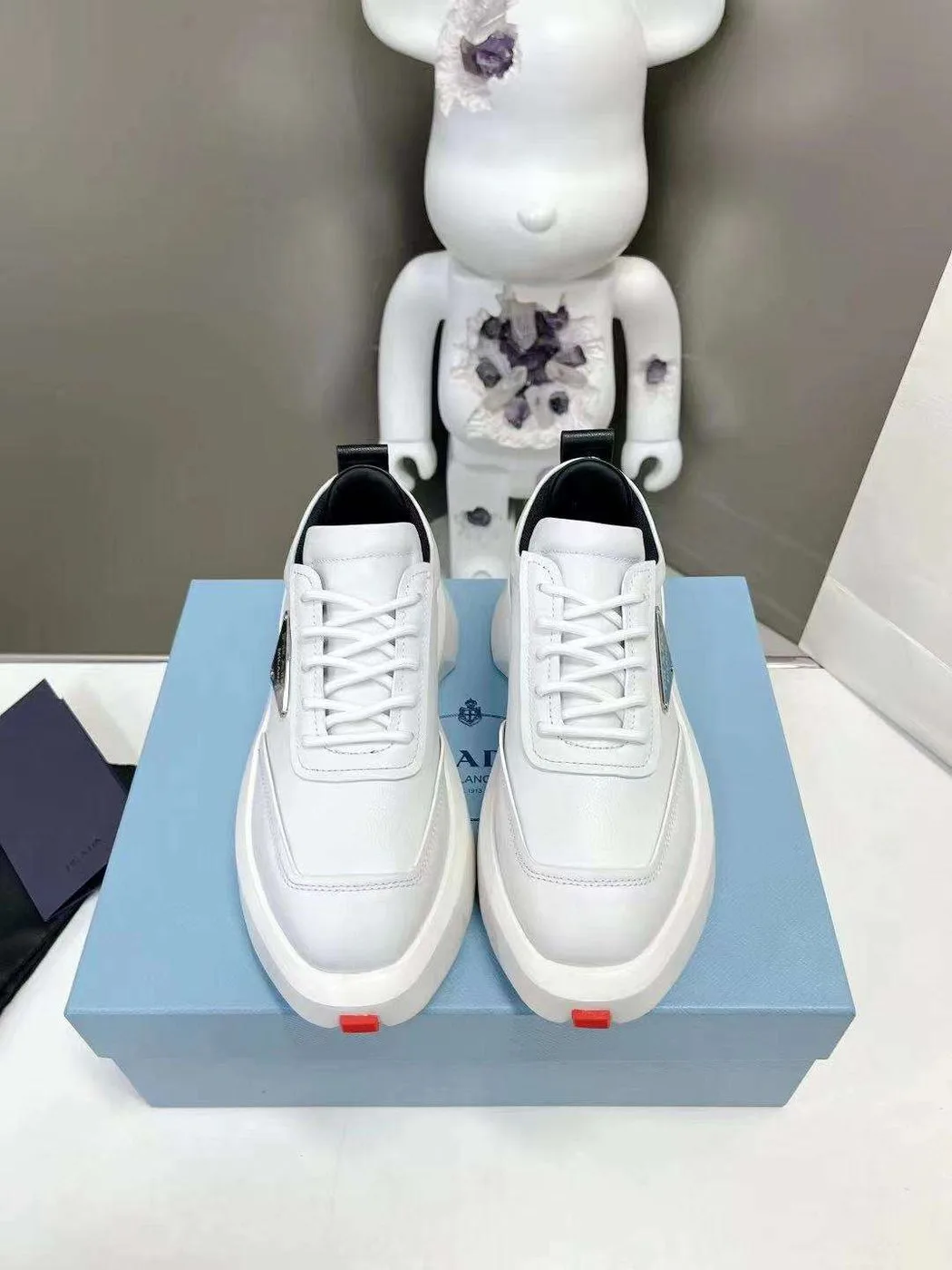 Prada Padded Sneakers White - Image 5