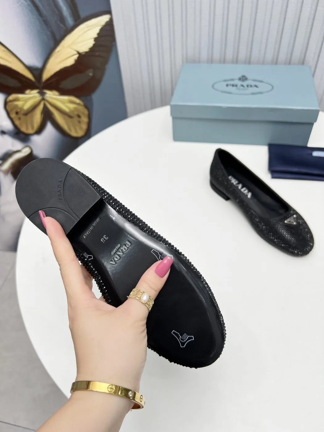 Alternative view of Prada Patent Ballerinas Black