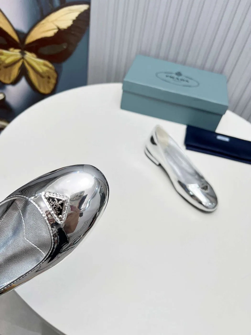 Alternative view of Prada Patent Ballerinas Silver