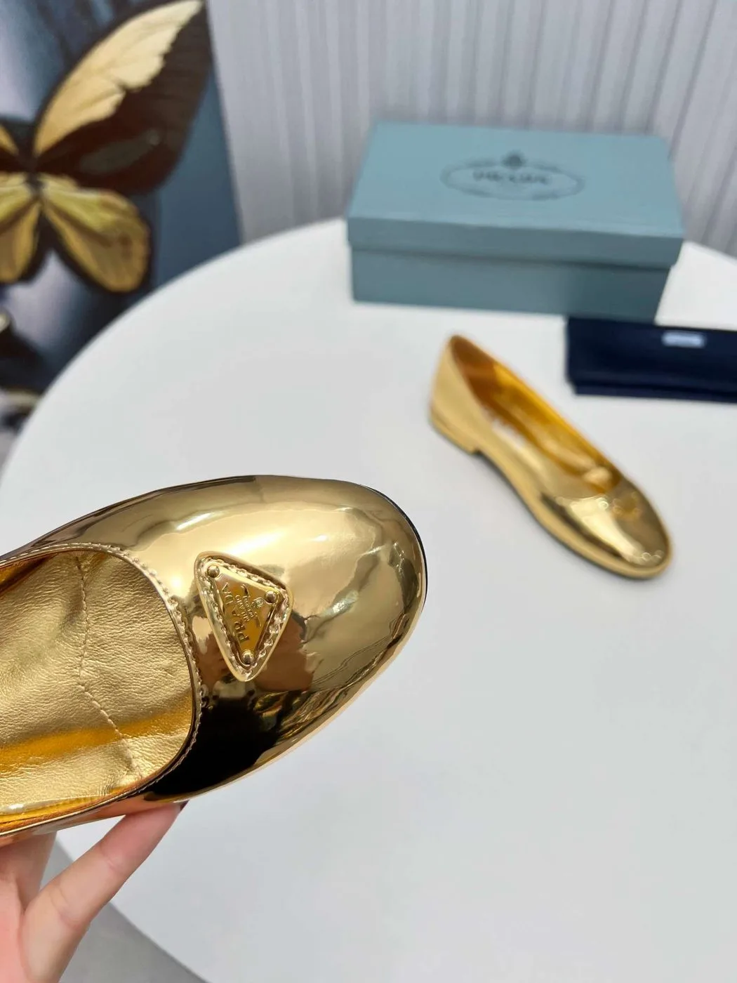 Alternative view of Prada Patent Ballerinas Gold