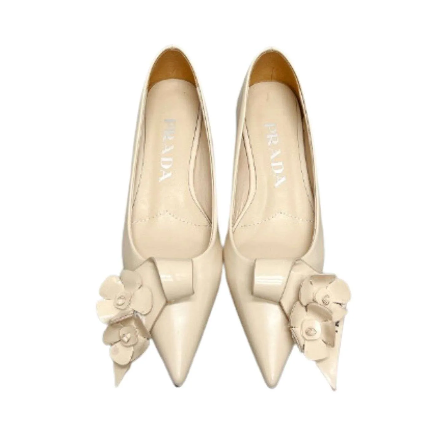 Prada Patent Pumps Cream