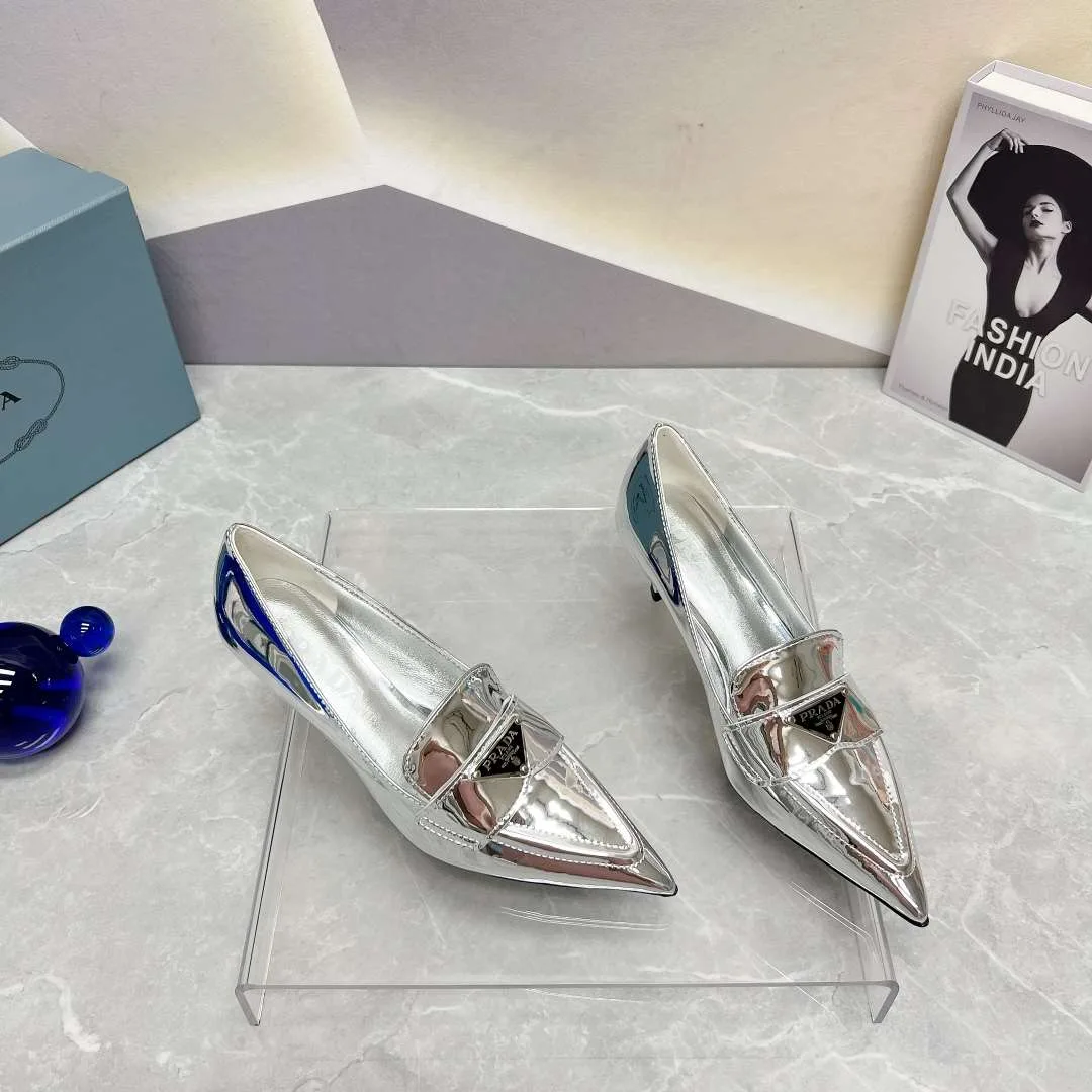 Alternative view of Prada Patent Pumps Silver