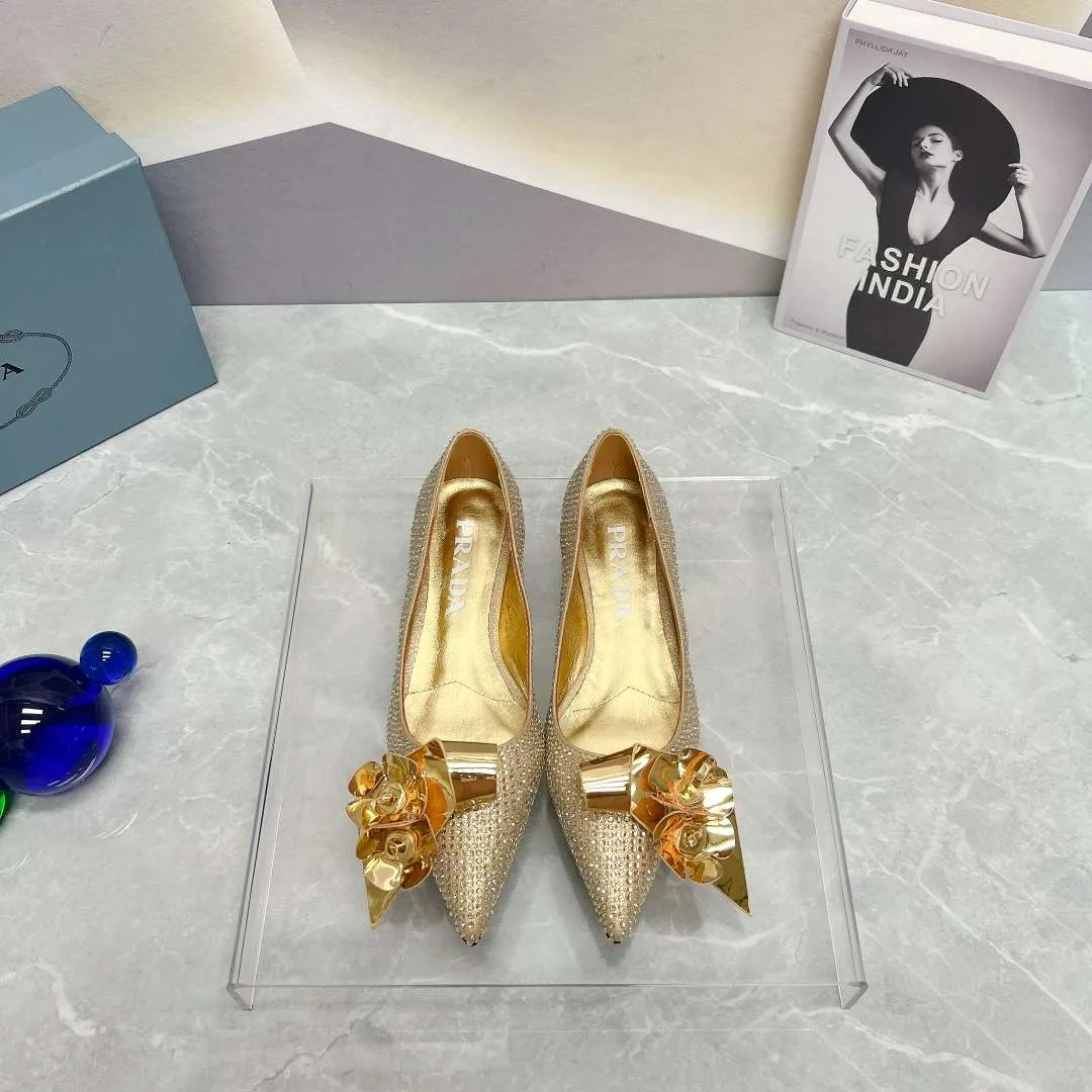 Prada Patent Pumps With Crystals Gold - Image 3
