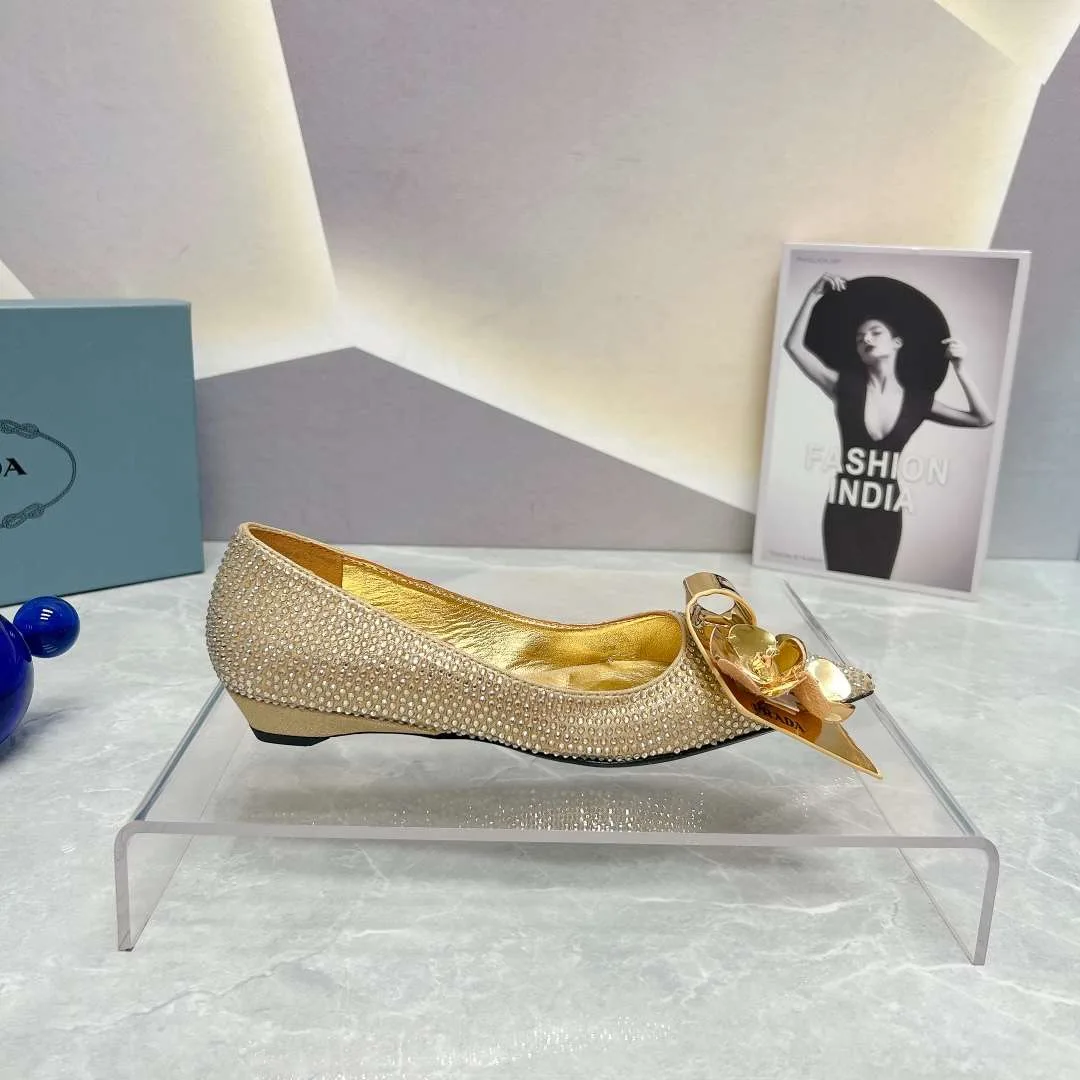 Alternative view of Prada Patent Pumps With Crystals Gold