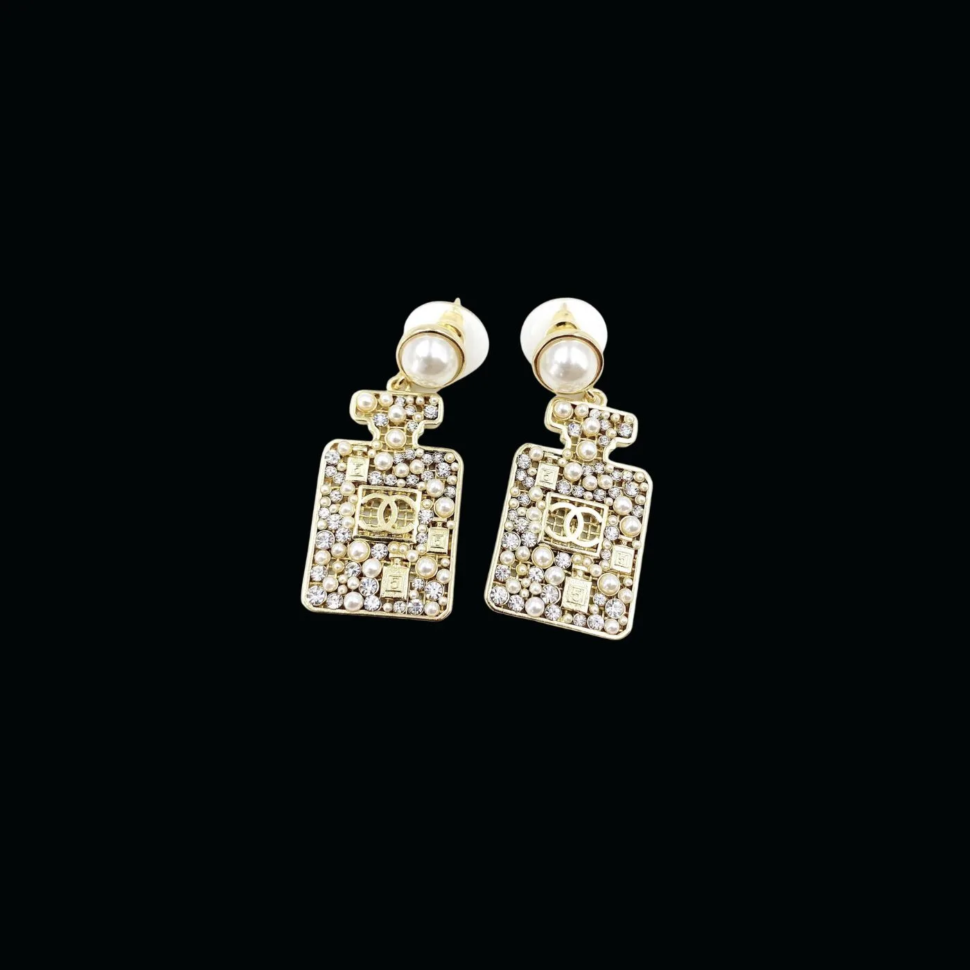 Chanel Perfume Bottle Earrings Gold Tone - Image 4