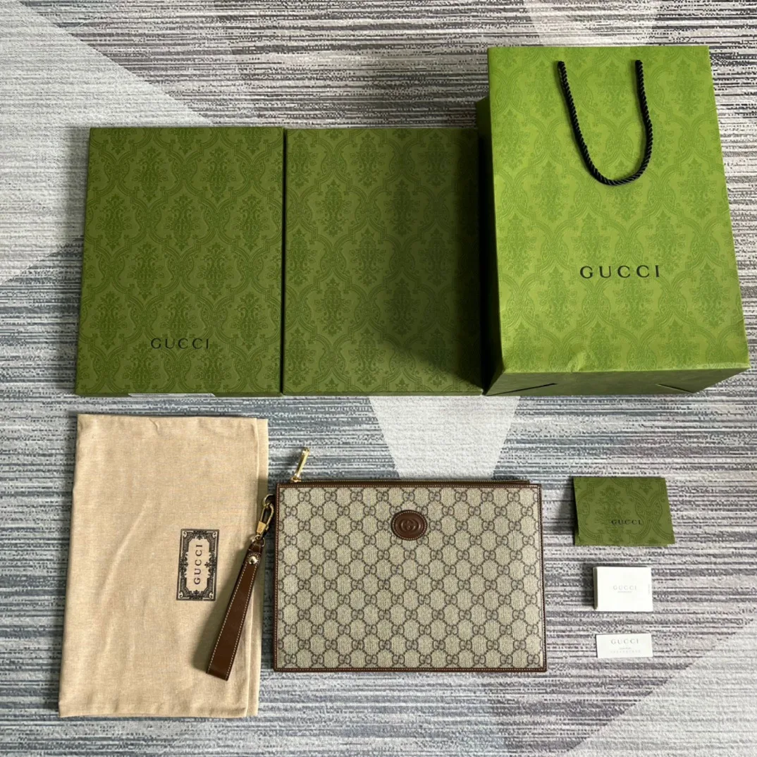 Alternative view of Gucci Pouch With Interlocking G Brown /