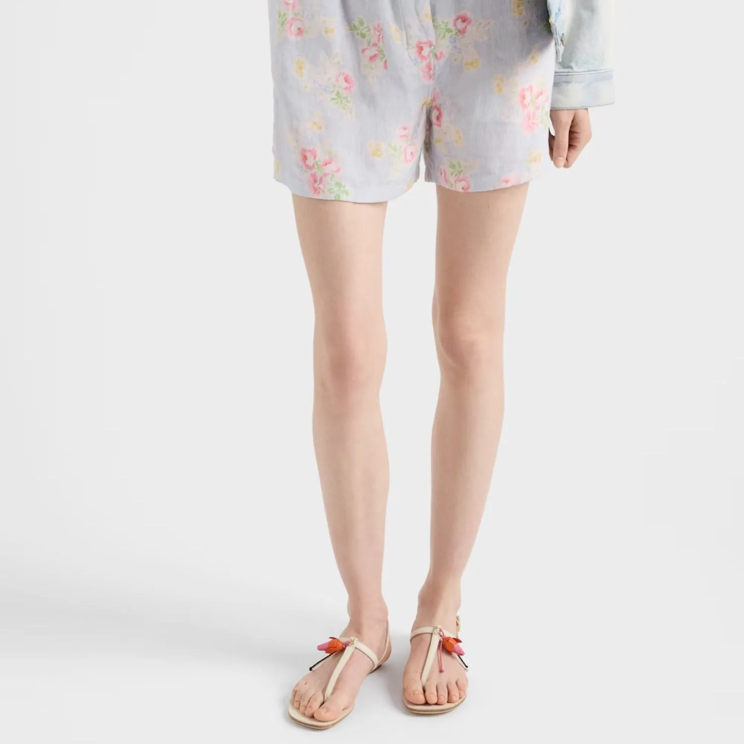 Alternative view of Prada Antiqued Thong Floral Ornament Sandals Chalk White 1Y510O_V69_F0K74_F_005