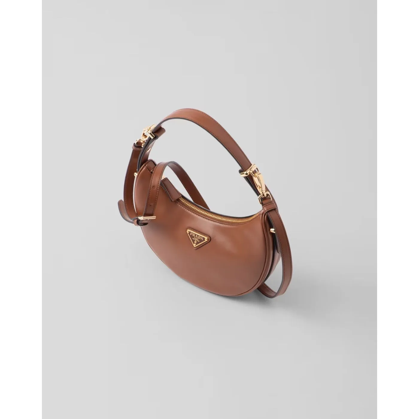 Prada Arqué Leather Shoulder Cognac Bag 1BC194_ASK_F0XUG_V_OOO- / 8.8 Inches - Image 2