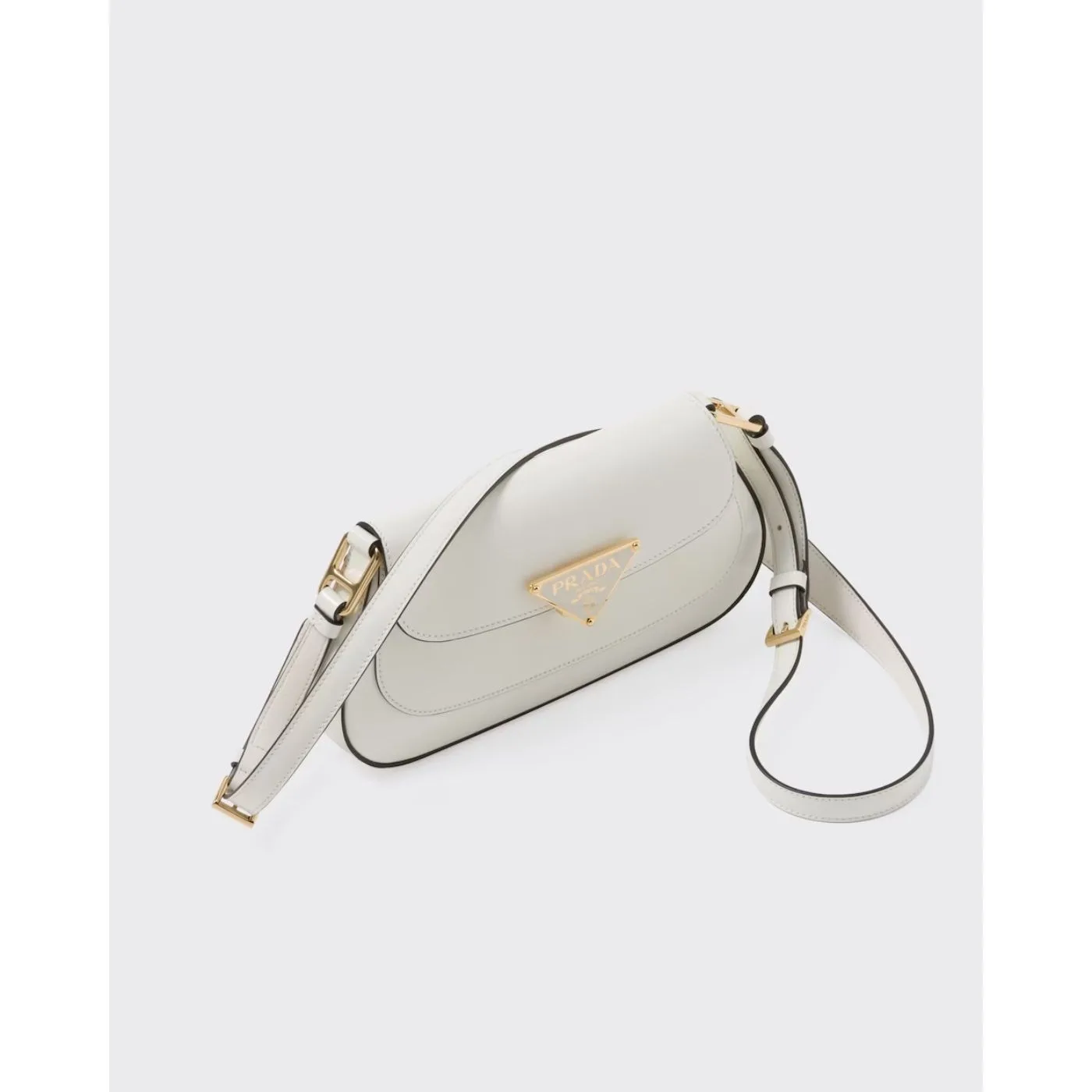 Prada Brushed Leather Shoulder White Bag 1BD345_ZO6_F02EU_V_HTO- / 9.4 Inches - Image 2