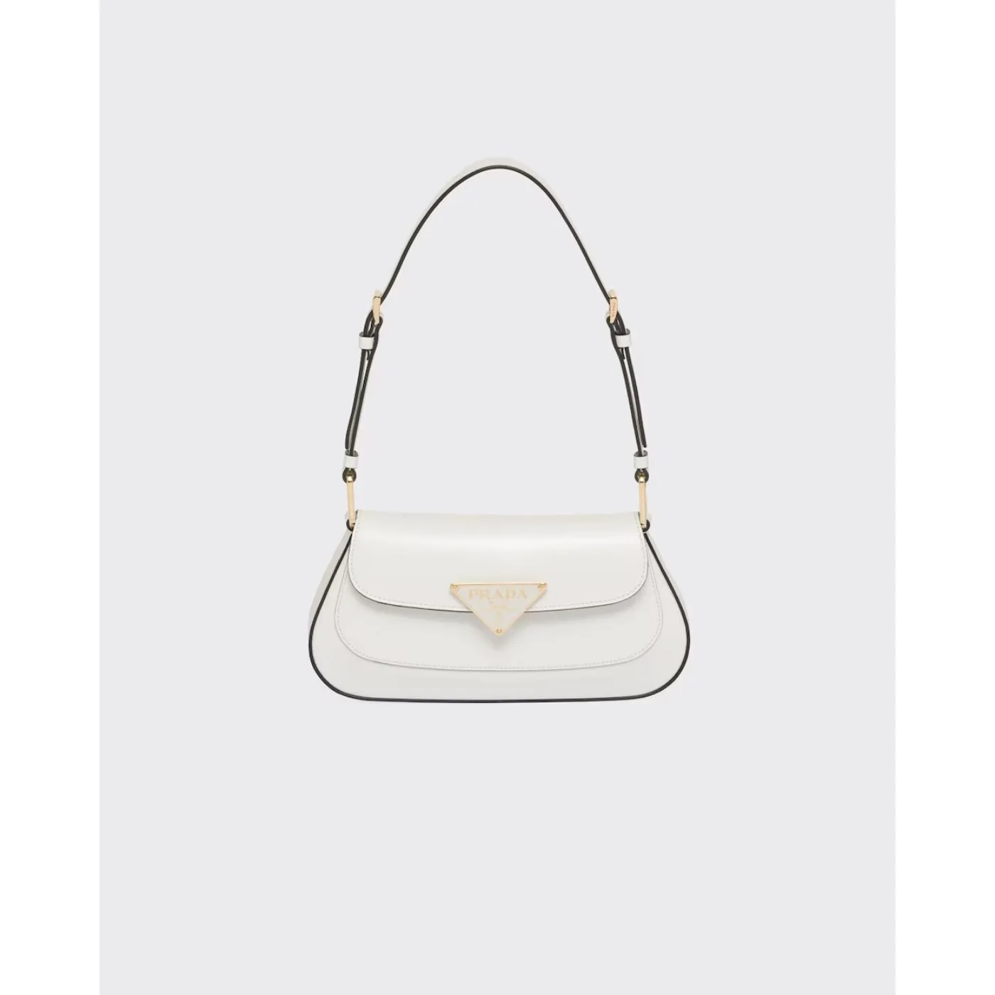 Prada Brushed Leather Shoulder White Bag 1BD345_ZO6_F02EU_V_HTO- / 9.4 Inches - Image 4