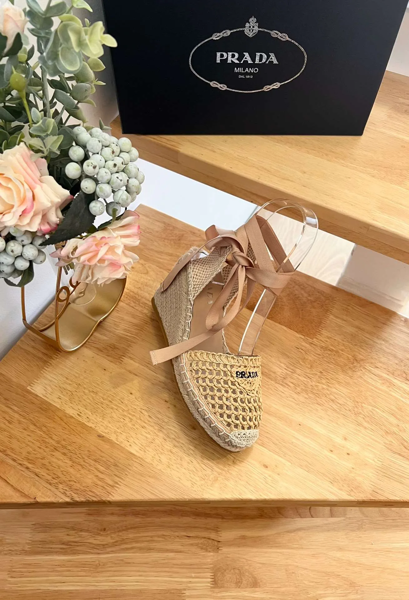 Alternative view of Linen Espadrille Wedge Sandals Beige