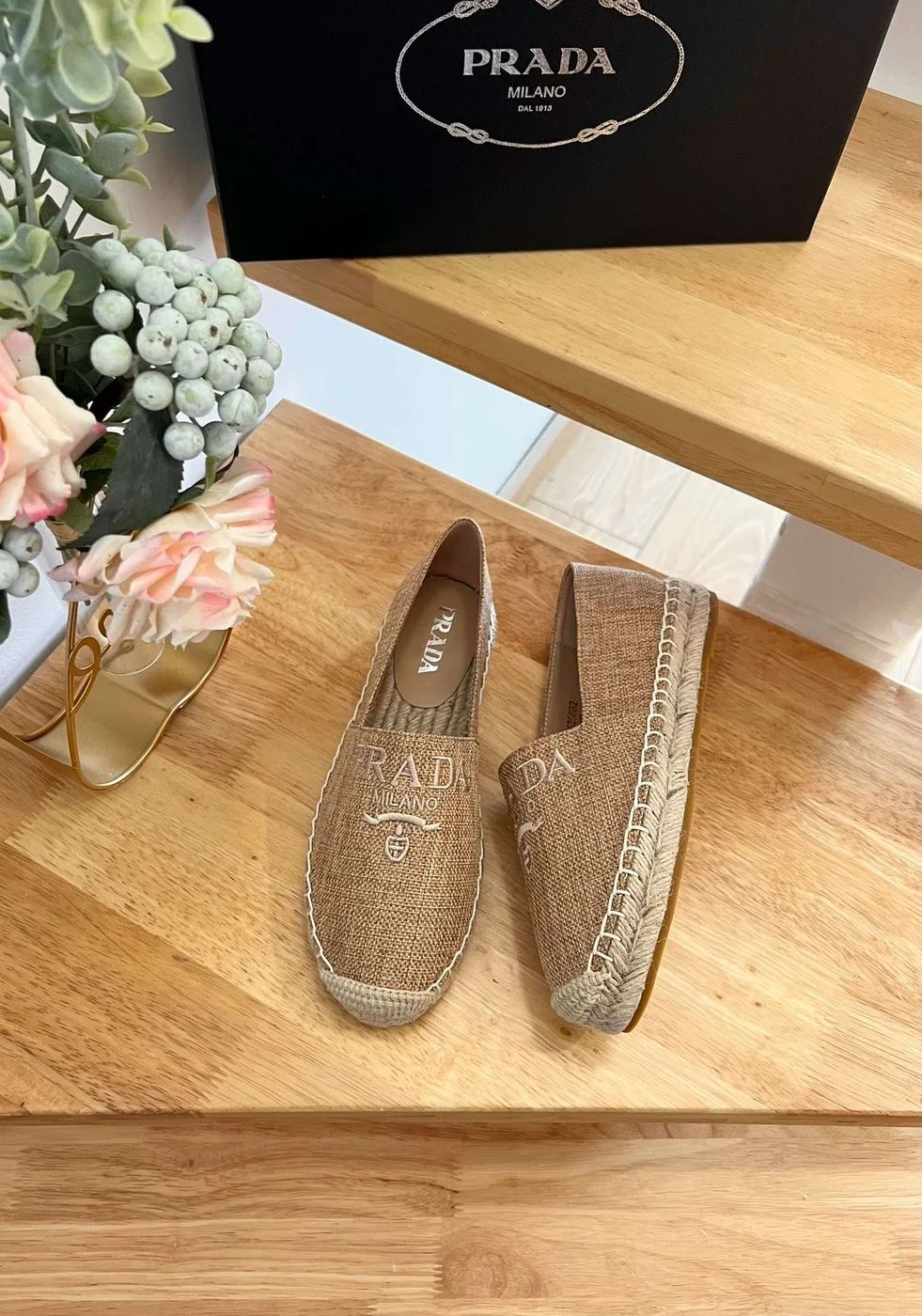 Prada Linen Espadrilles Brown - Image 3