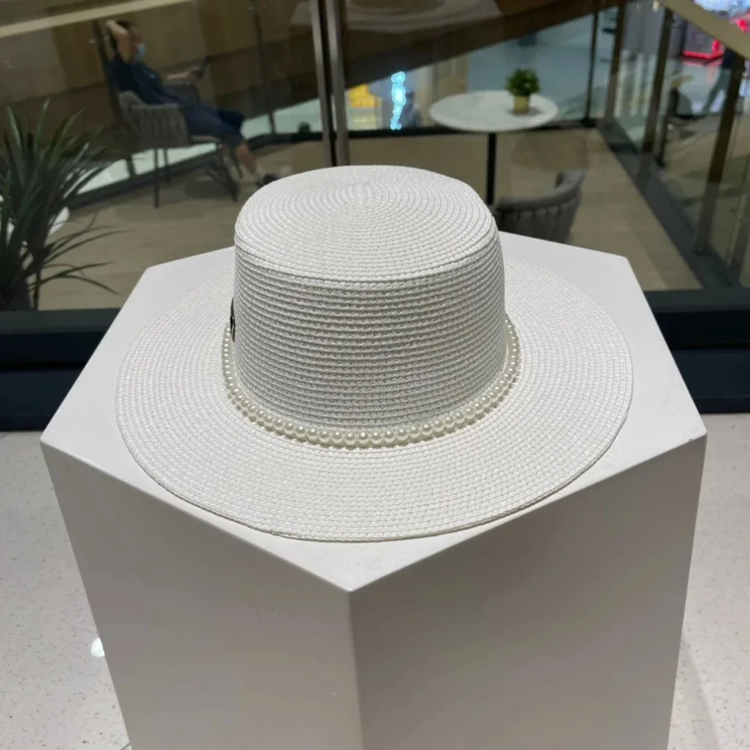 Prada Pearl-Embellished Sun Hat White Straw - Image 3
