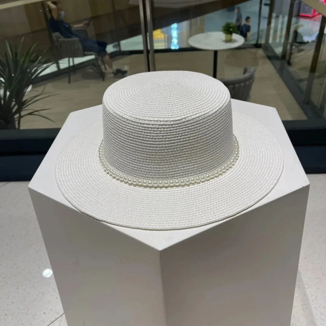 Prada Pearl-Embellished Sun Hat White Straw - Image 4