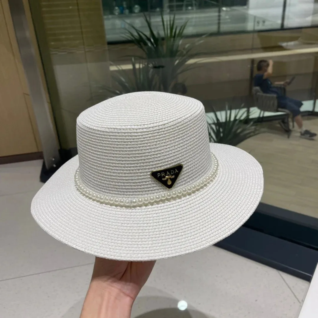 Prada Pearl-Embellished Sun Hat White Straw - Image 8