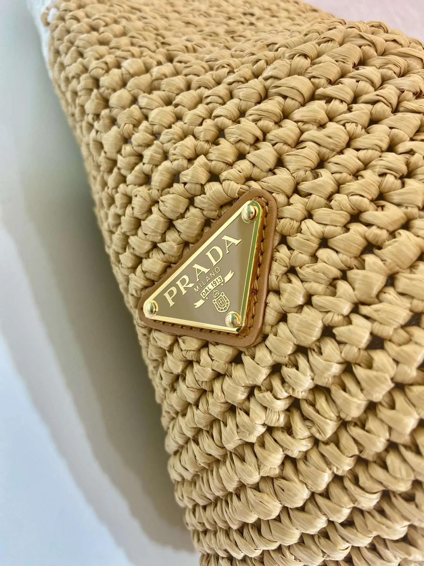 Prada Raffia Tote Bag Beige / - Image 8